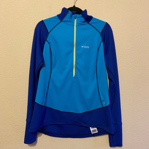 EUC Columbia Windefend Titanium Omni Wick Active Jacket Blue Thumbhole - Picture 1 of 5